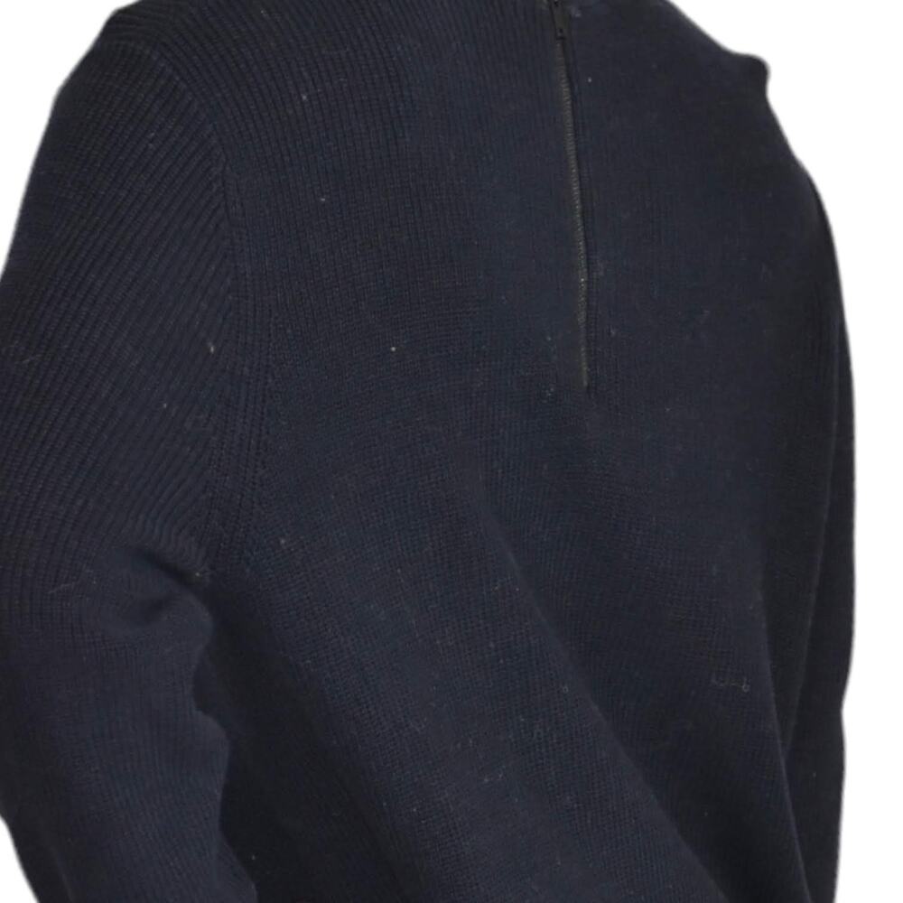 COS Sweater Dress Blue Navy Ruffle Hem Knit Ruched Overlay Layered Size Large - Picture 5 of 14